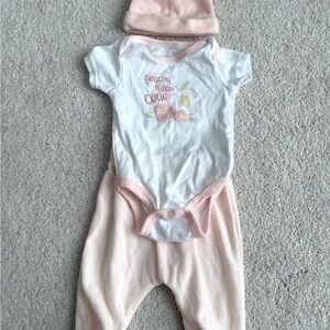 Chick Pea Pink and White Baby Bodysuit Set